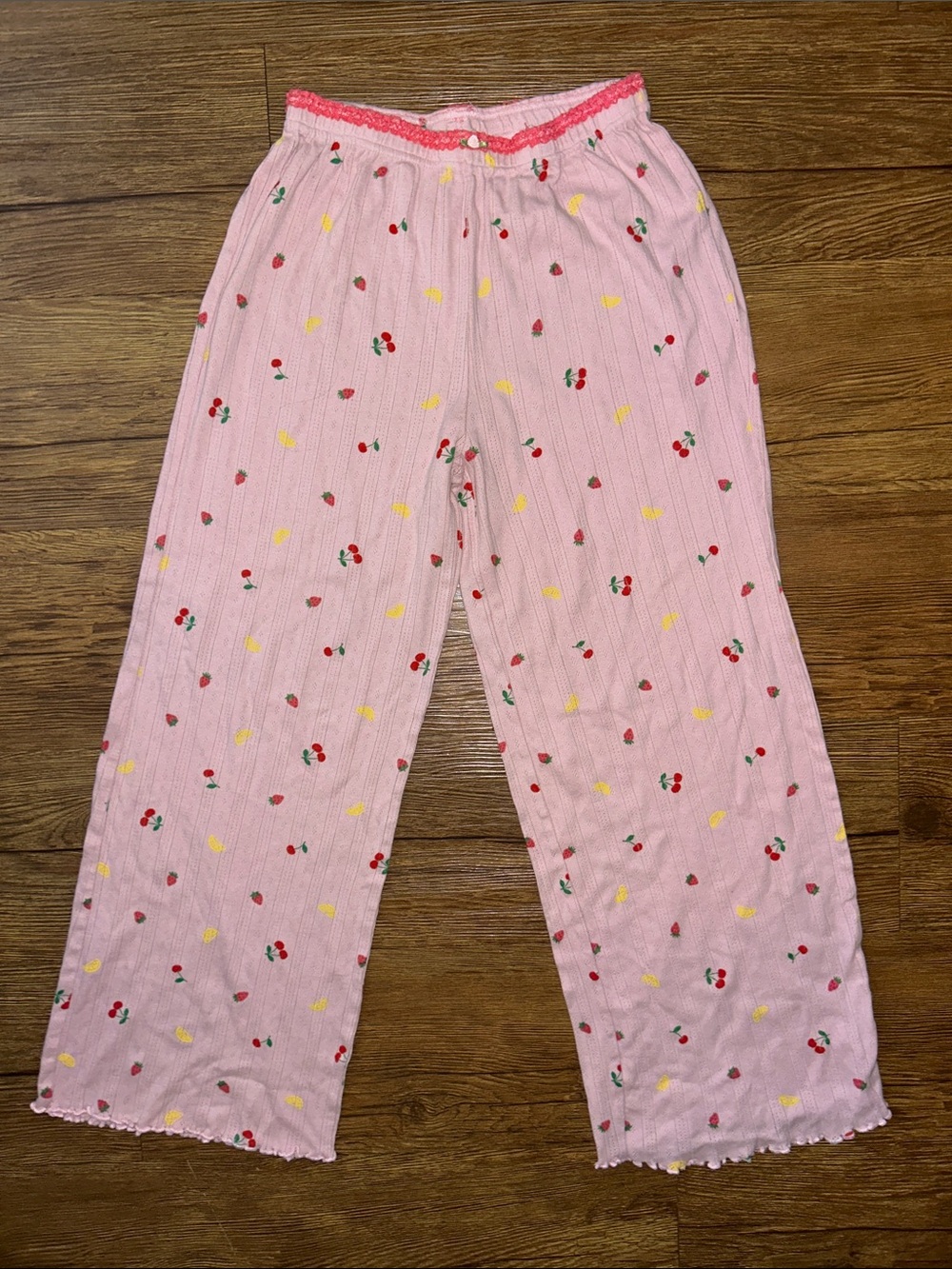 Women's Pink Cherry & Lemon Printed Pajama Pants